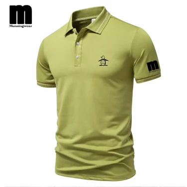 Summer new men's casual collar polo shirt, summer fashion casual collar button short sleeved comfortable breathable top 4