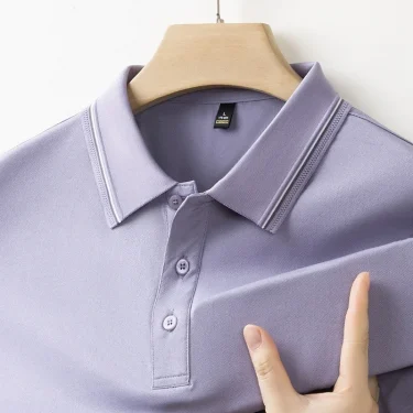 2025 New Men's Business Casual Short Sleeved Shirt Solid Color Polo Shirt Fashionable Breathable Comfortable Versatile Top 1