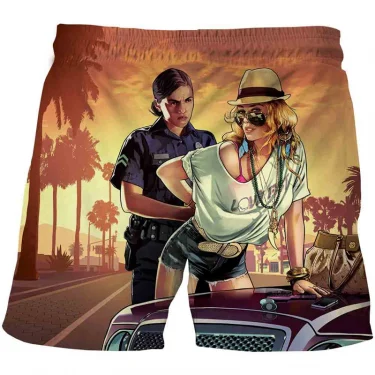 New GTA 5 Grand Theft Auto Game 3D printed swimming trunks Men Summer Casual Shorts Beach Pants boys Swimwear Vacation Beachwear 1