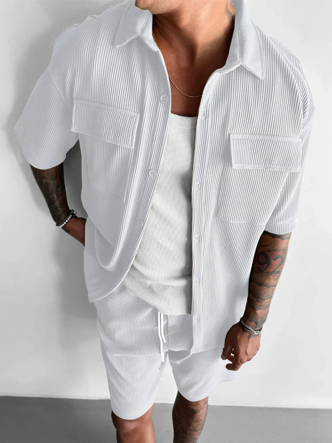 Summer New Cargo for Men Loose Multi-Pocket Short Sleeve Shirts Outdoor Casual Sport Colthing Streetwear Tshirts Top Basic Male 1