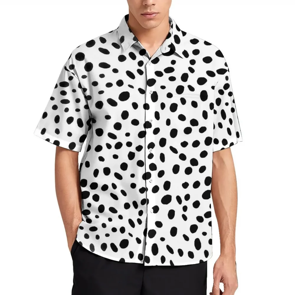 Cow Spot Leopard Hawaiian Print Men's Short Sleeve Shirt Comfortable Premium Men's Cardigan Top Casual Men's Shirt 2