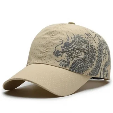 1 pcs Men's Printed Chinese Style Dragon Pattern Quick-Drying Mesh Baseball Cap Outdoor Leisure Fashion Sun Protection 2