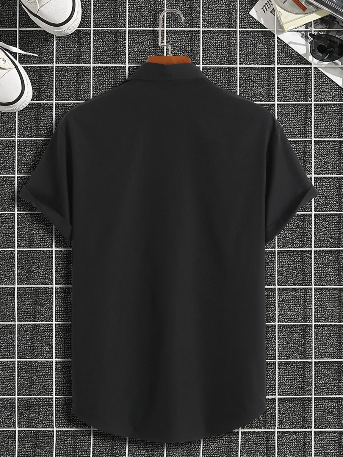 New short-sleeved shirt men's summer thin section trend Slim business casual half-sleeved shirt 4