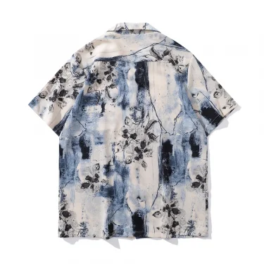 Dark Icon Tie Dyeing Floral Hawaii Shirts Men Women Summer Cuba Collar Vintage Men's Shirt Short Sleeve 2