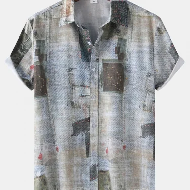 Men's Shirt Short Sleeve Hawaiian Casual Printed Button Shirt Summer Beach Shirt Camping Shirt Short Sleeve Men's Formal Shirt 3