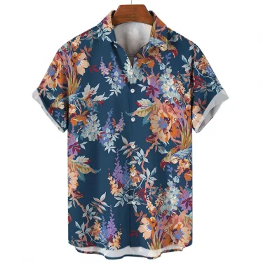 Floral Printed Summer Shirt For Men 3D Print Oversized T-shirts Short Sleeved Male Clothing Holiday Casual Blouse Streetwear 5