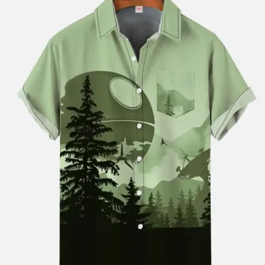 New Men's Short Sleeve Shirt Future Technology Printed Fashion Lapel Top Large Size Casual XS-5XL 4