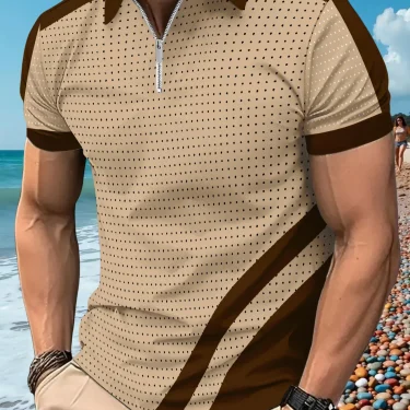 2025 summer POLO shirt button-up color lapel short sleeve men's comfortable fashion fitness sports breathable polo shirt 2