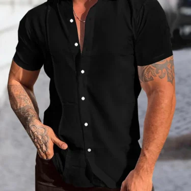 New short-sleeved shirt men's summer thin section trend Slim business casual half-sleeved shirt 1