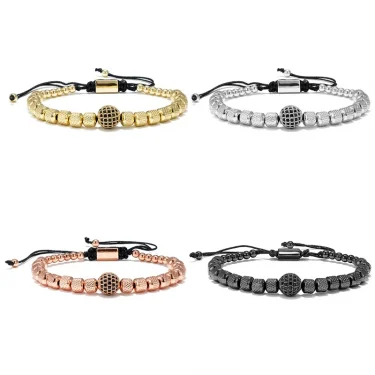 MKENDN Classic Charm Micro Pave CZ 8mm Ball Men Bracelets Stainless Steel Couple Unfade Handmade Jewelry Gift 5