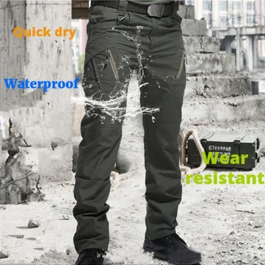 Mens Waterproof Cargo Pants Elastic Multiple Pocket SWAT Combat Trousers Outdoor Joggers Pant Tactical Hiking Hunting Pants Men 4