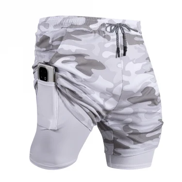 Men's 2 in1 Sports Shorts Built-in Pocket Running Shorts Summer Breathable Quick Dry Gym Fitness Training Beach Slim Short Pants 5