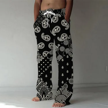 Spring/Summer 2023 Fashion Cashew Flower 3D Digital Printing Men's Bamboo Cotton Pants Casual Quick Dry Dance Yoga Pants 5XL 3