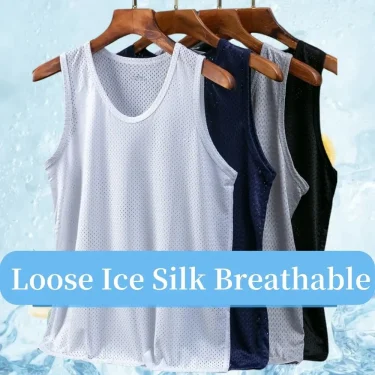 Summer Quick-Drying Sleeveless T-shirt Men Tops Ice Silk Mesh Men Tank Top Mesh Men Clothing Casual Bodybuilding Vest Cool Shirt 2