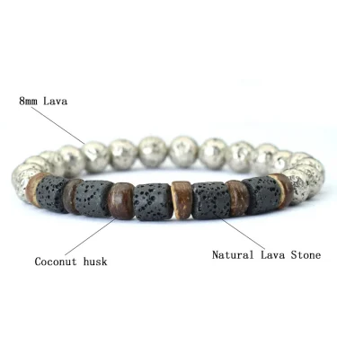 New Mens Wood Bracelet Natural Volcanic Rock Stone Braslet Handmade Prayer Meditation Yoga Braclet Pulsera Madera Hombre Joias 5