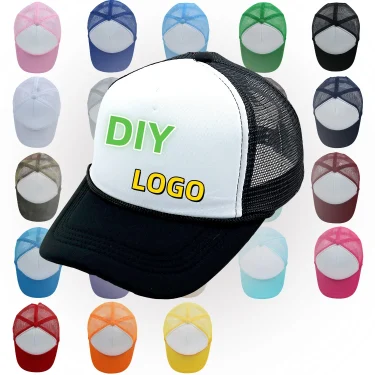 Custom LOGO Baseball Cap Unisex Personality DIY Print Trucker Hat With rope Summer Men Women Blank Mesh Adjustable Sun Hat Visor 1