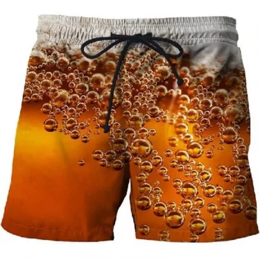 Beer Graphic Board Shorts Pants Men 3D Gulf Casual Printed Beach Shorts Summer Cool Surf Swim Trunks Hawaii Swimsuit Ice Shorts 3