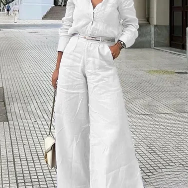 Bonboho Women's Cotton Linen High Waist Wide Leg Pants with Pockets 2025 Summer Minimalist Solid Color Casual Office Trousers 2