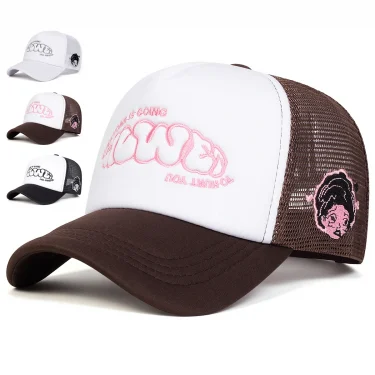 Unisex EVERYONE IS GOING Letter Embroidery Baseball Net Caps Adjustable Casual Hats Spring and Summer Outdoor Sunscreen Hat 1