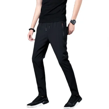 Summer men's ice silk quick drying casual pants slim fit Korean version ice silk pants sports pants straight tube quick drying p 6