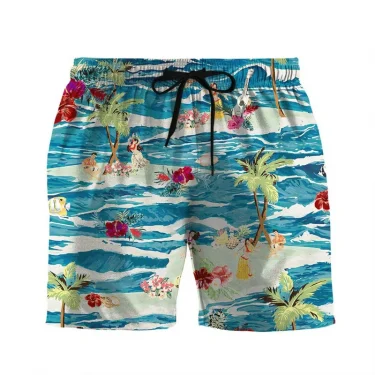 Tropical Beach Painting 3d Print Men Hawaiian Short Pants Cool Summer Swimming Trunks Kids Surfing Board Shorts Beachwear 2