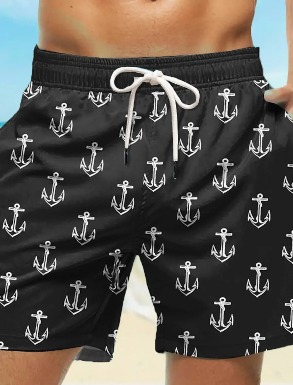 2024 New Men's Board Shorts Swim Trunks Waist Anchor Quick Dry Short Holiday Beach Hawaiian Casual Micro-elastic 1