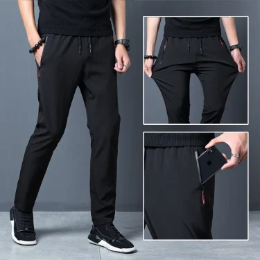 Summer men's ice silk quick drying casual pants slim fit Korean version ice silk pants sports pants straight tube quick drying p 1