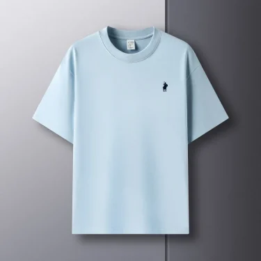 100% pure cotton short sleeve round neck men's T-shirt hot selling luxury brand summer exquisite pony embroidery breathable top 5