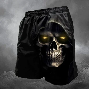 Trend Skull Pattern Beach Shorts For Men Fashion Summer Cool 3D Printed Swim Trunks Loose Streetwear Hip Hop Kids Short Pants 5