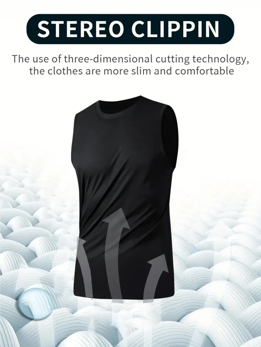 Men's Sports Vest Black 5-Piece Breathable Round Neck Slightly Elastic Fabric Pure Color Suitable for Spring, Summer and Autum R 6