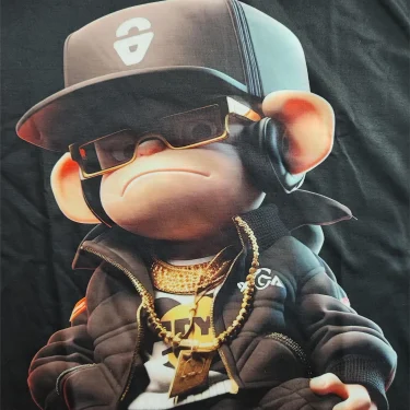 Hip Hop Monkey Pattern Print T-shirts O-Neck Short Sleeve Tee Designer Clothes Men Monkey Print Clothes Men Designer T-shirts 5