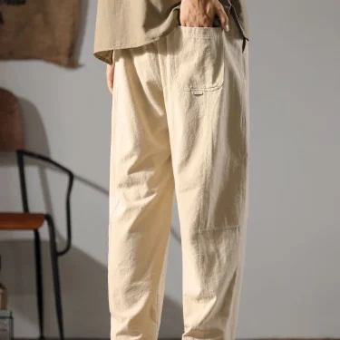 Japenese Cotton Linen Pants Men Summer Straight Casual Ice Silk Sweatpants Male Wide leg Oversize Linen Trousers 2024 New 6