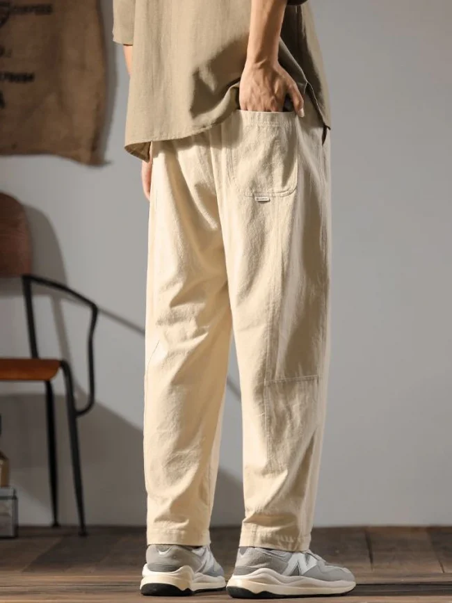 Japenese Cotton Linen Pants Men Summer Straight Casual Ice Silk Sweatpants Male Wide leg Oversize Linen Trousers 2024 New 6