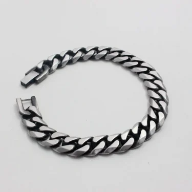 Black Bracelet Men's Accessories Cuban Hip Hop Bracelet Chain Fashion Stainless Steel Men's Chain Gift Vintage Bracelet Jewelry 2