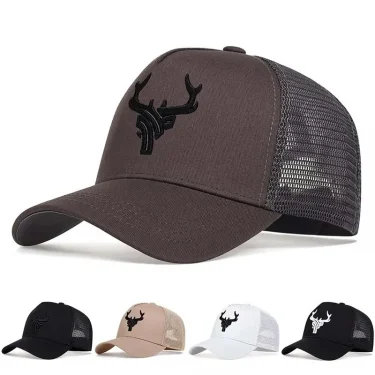 Unisex Animal Antlers Embroidery Baseball Net Caps Spring and Summer Outdoor Adjustable Casual Hats Sunscreen Hat 1