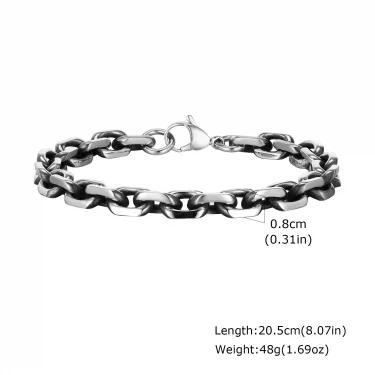 Vnox 8mm Rolo Cable Chain Link Bracelet for Men Women,Antique Vintage Stainless Steel Links Chain Wristband,Simple Metal Jewelry 4