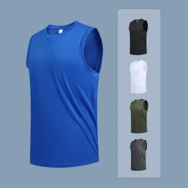Men's New Large Size Breathable Ice Silk Quick Dry Sleeveless Vest Round Neck Casual Running Fitness M-8xl Summer Sports T-Shirt 3