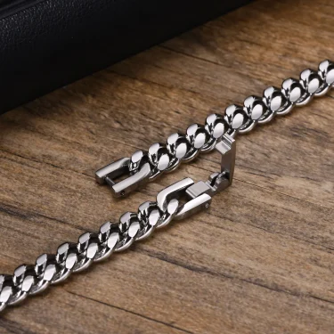 Vnox 6/8/10/12mm Cuban Chain Bracelets for Men Women, Solid Stainless Steel Curb Link Chain Wristband Jewelry 1