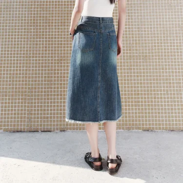 Semir Women High-Waisted Denim Skirt 2025 Summer Split Straight Cut for Casual Daily Look or Weekend Style 6