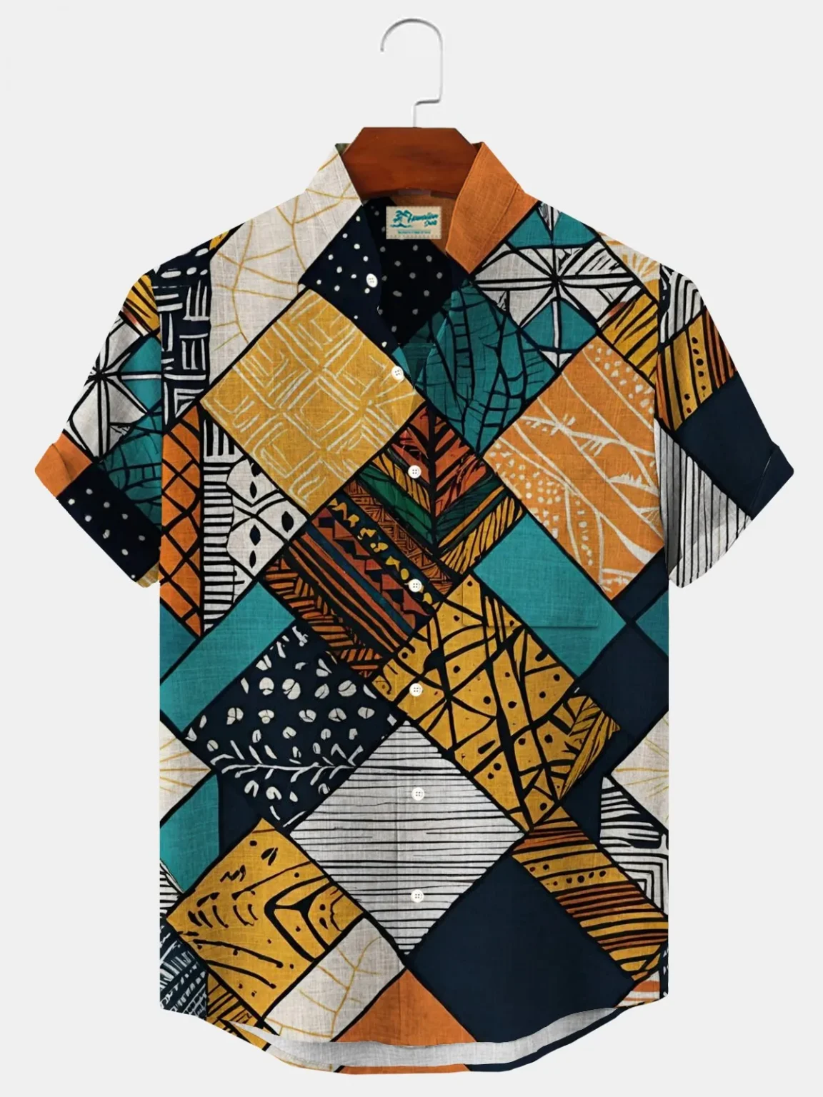 2025 Summer Men's 3D Printed Geometric Art Graphic Shirt Hawaiian Casual Shirts Button Up Short Sleeve Shirts No Pockets 1