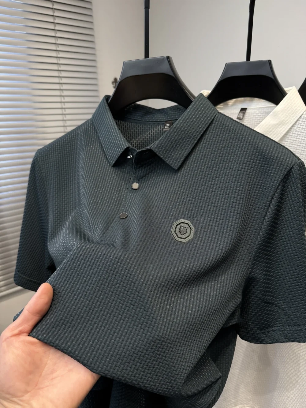 Men's summer new brand POLO shirt luxurious high-end customized relief design short sleeve fashionable elastic breathable Tshirt 1