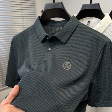 Men's summer new brand POLO shirt luxurious high-end customized relief design short sleeve fashionable elastic breathable Tshirt 1