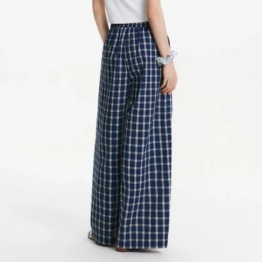 Semir Textured Plaid Wide Leg Pants Women Instagram Trendy 2025 Summer New Vintage Long Pants for Relaxed Style 6