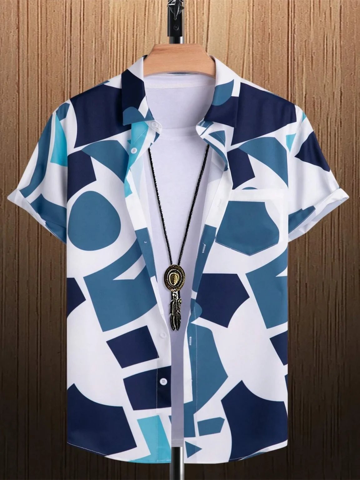 Men's Lapel Shirts Women's Irregular Pattern Print Design Casual Short Sleeve Button-Down Shirts Casual Tops 3