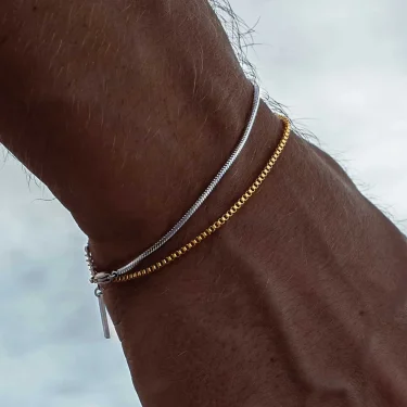 ELANDIS Europe And The United States Wind Doesn't Lose Color Double Layer Stacking Square Bracelet Men's Niche Premium Feeling 4