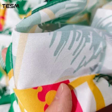 TESM Men Shirt Plant Leaf Pattern 3D High-Definition Printing Made Of Chiffon Breathable Casual Style Buttons Short Sleeves 4