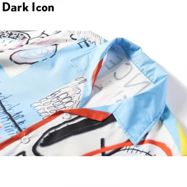 Dark Icon Graffiti Shirts Men Summer Beach Men's Shirts Short Sleeve 2025 New Retro Shirts Man Streetwear Clothes 3