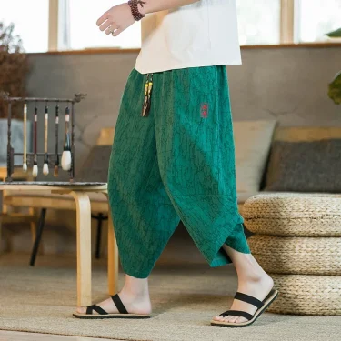 Japanese Kimono Traditional Shorts Men's Asian Clothin Pants Japanese Samurai Casual Loose Men's Yukata Linen Wide Leg Trousers 1
