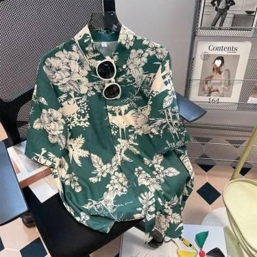 Men Street Fashion Summer Daily Shirt Hawaiian Cartoon Print Casual Loose Shirts Short Sleeve Beach Loose Tops 1