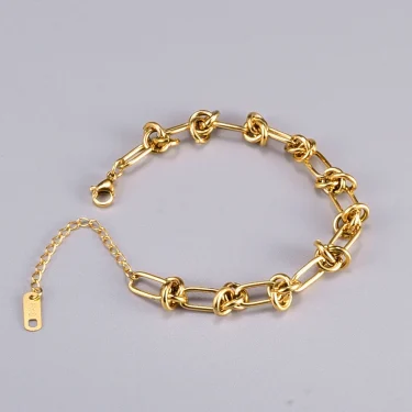 New Stainless Steel Gold colour Knotted Chain Bracelet Fashion Jewelry for Women Men Hip Hop Twisted Link Bracelets 4